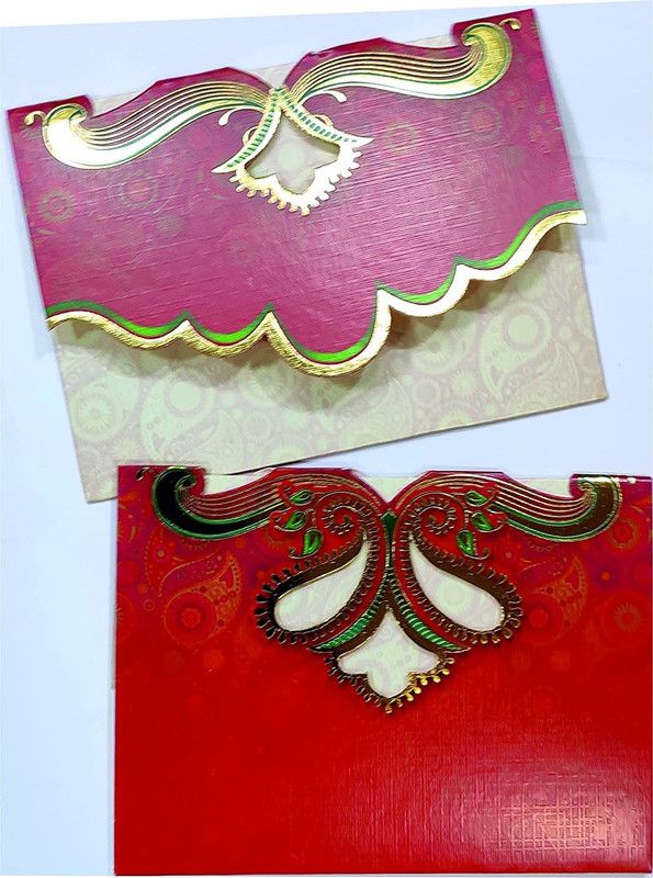 Delhi Dezigns pocket size 3 fold design Envelopes  (Pack of 10 Red)