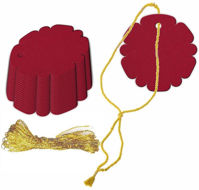 CVANU Flower Design Creative Writable Tag with String for Gift Tag Greeting Card  (Guardsman Red, Pack of 100)