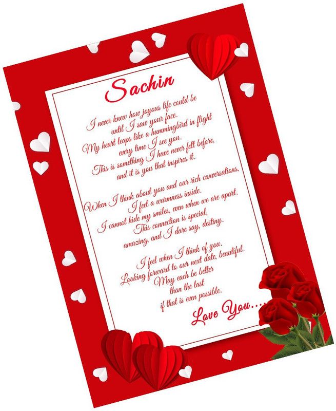 Midas Craft I Love You Sachin Love Letter Quotes 27 Greeting Card  (Red, White, Pack of 1)