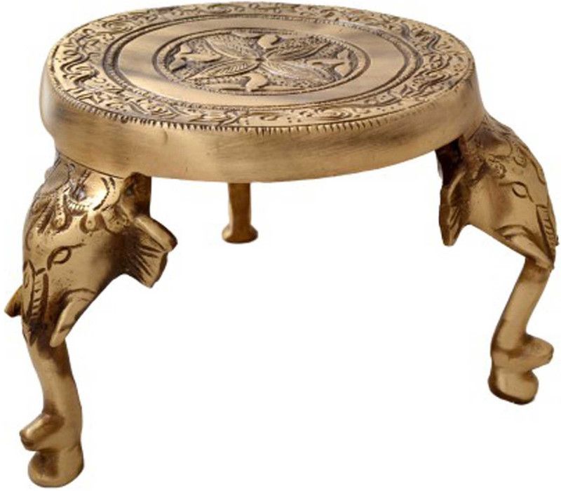 aakrati Designer Chowki For Home Temple Brass All Purpose Chowki  (Brown, Pack of 1)