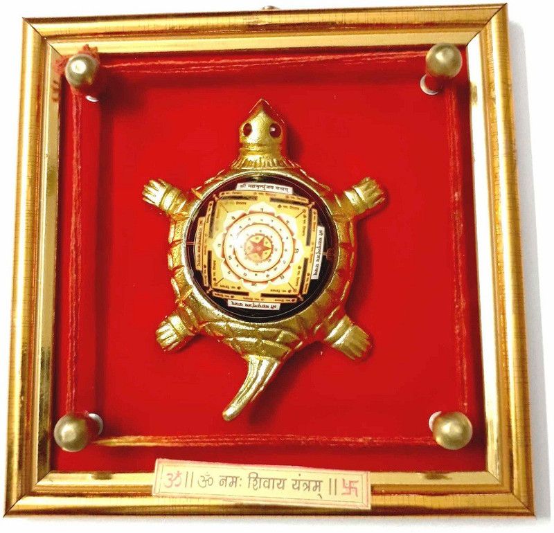 numeroastro Mahamrityunjaye | Mahamrityunjay Yantra On Brass Turtle/Tortoise In Frame For Good Luck (Wall Hanging) (17 Cms) (1 Pc) Brass, Plastic Yantra  (Pack of 1)