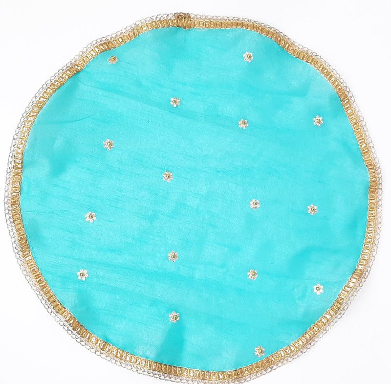 My Little Princess Traditional Pooja Thaali Cover Nylon, Polyester  (1 Pieces, Green, Gold)