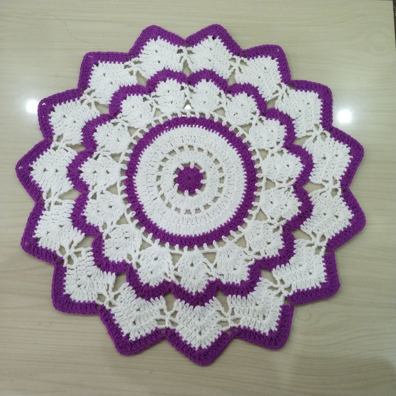 fairy craft n' creation Handmade woolen thalposh/rumal(16inch/41cm) Wool  (1 Pieces, Purple, White)