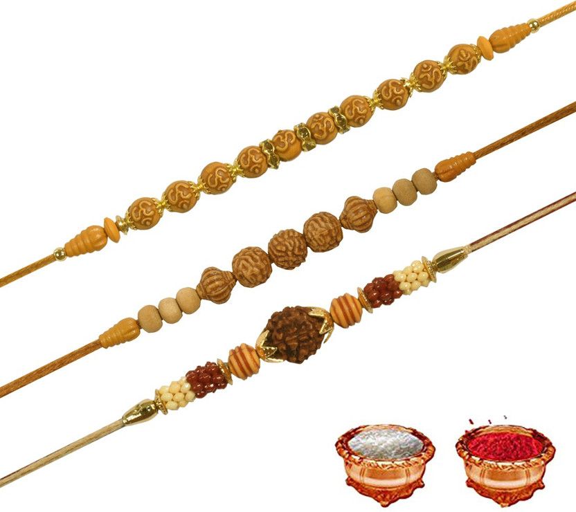 Rakhi, Chawal Roli Pack Set  (rakhi 3, raoli chawal 1)