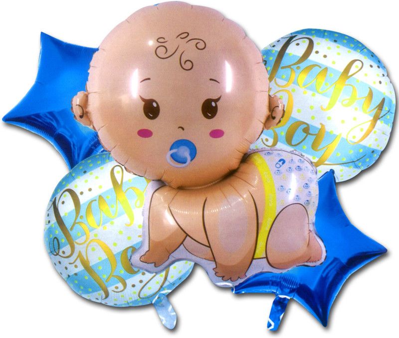 Shopperskart Solid It's Boy Foil Balloon Set for Baby Shower/Kids Party Decoration-Blue Balloon  (Blue, Pack of 5)