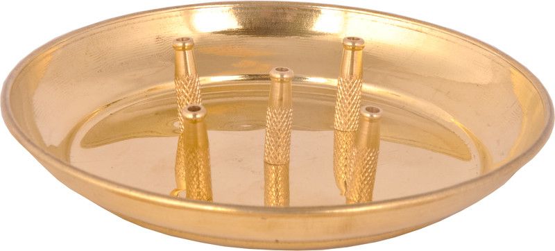 Shivshakti Arts Brass Agarbatti Stand/Agardaan With Ash Catcher Plate Incense Holder(1 Piece) Brass Incense Holder  (Yellow)