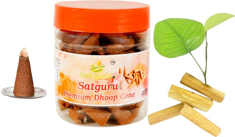 Satguru Organic Dhoop Cones for Puja (Chandan/Sandal Fragrance) Pack of 100 Gm Sandal Dhoop