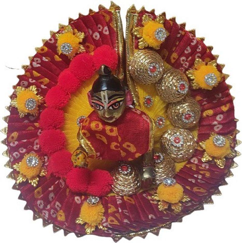 laddu gopal g rajsthani bhandhej dress size 3 Dress  (Cotton)