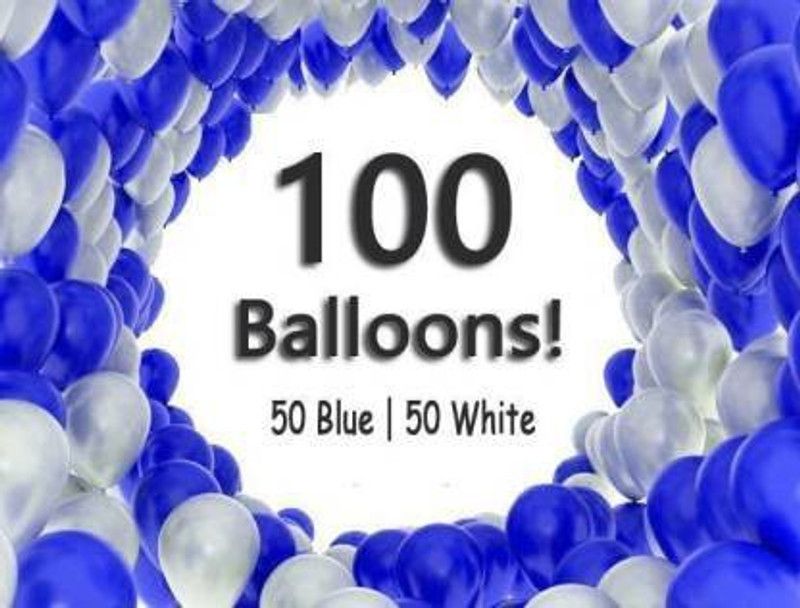 Sellon1 Solid Solid Balloons or Birthday, Anniversary , Festival, Wedding, Engagements Balloon Balloon  (Blue, White, Pack of 100)