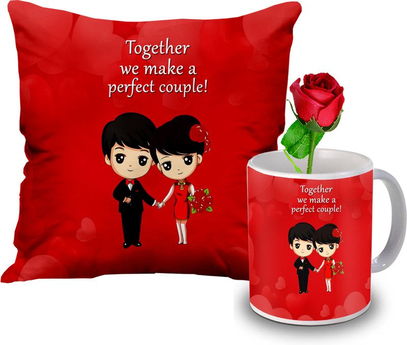 Avirons Artificial Flower, Cushion, Mug Gift Set