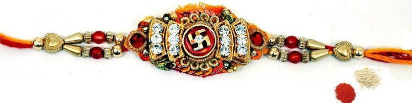 Shubh Swastika Set  (tika set, One rakhi)