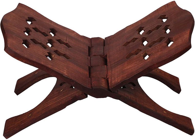 Shiv Pooja Book Stand/Rehal/Wooden holy Book Stand/Wooden Book Stand/Ramayan - Geeta Stand Wooden Brown Rehal  (Width (Open) = 28 cm : Height (Open) = 20 cm)
