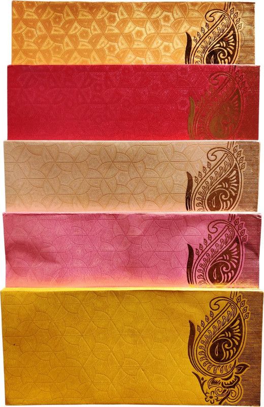 JHINTEMETIC Pack of 75 Golden Keri Metallic Shagun Envelopes  (Pack of 75 Multicolor)