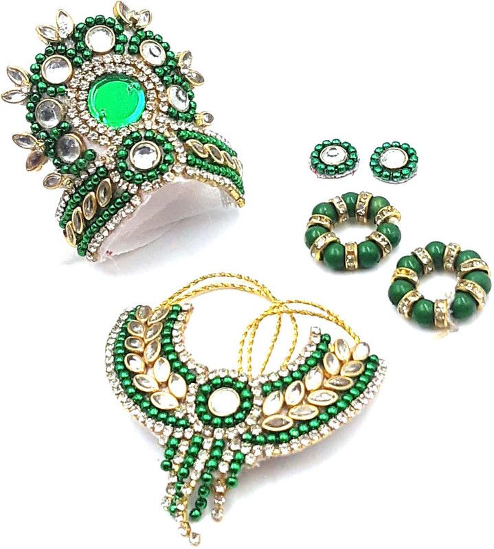 SHRIJIKESHAV Laddu Gopal Ornaments Jewellery Set For Thakurji Mata Rani Radha Size 3 or 4 no. Deity Ornament  (Deity Ornaments)