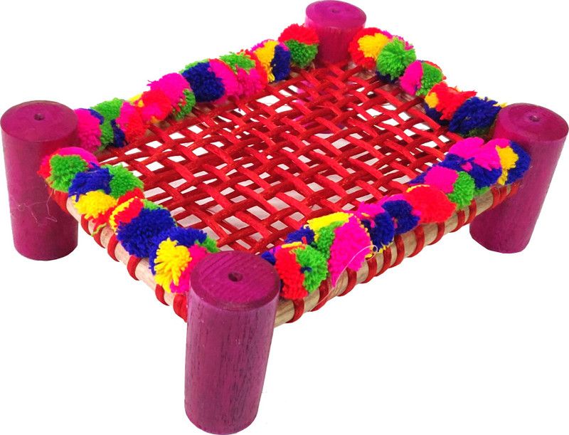 AADITTRAL Laddu Gopal Bed Khat for Ladoo Gopal Ji -Wooden Khaat/Cot/Charpai for Kanha Ji #LG002 Wooden Pooja Chowki  (Multicolor, Pack of 1)