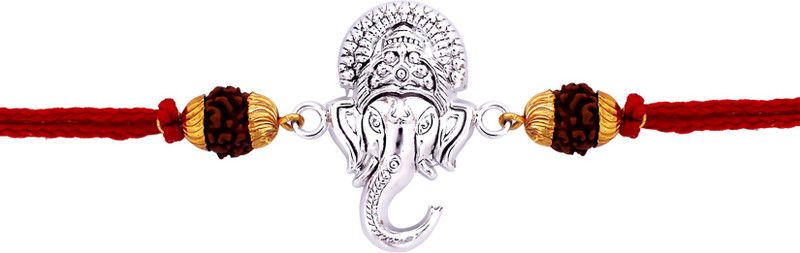 Rakhi, Chawal Roli Pack Set  (1 Fine Silver Rakhi, Kumkum Chawal.)