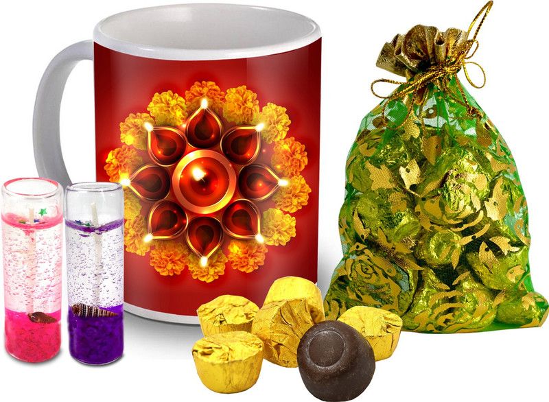 Midiron 2 Gel Candle and Ceramic Coffee Mug Diwali Gift IZ19Choco15-38 Ceramic, Glass Gift Box  (Multicolor)