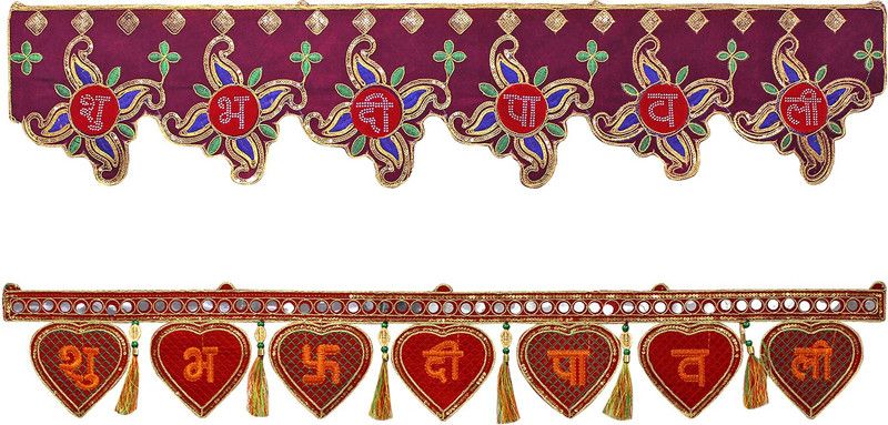 bandhan Velvet Toran Bandarwal & Traditional Door Hanging for Home Traditional Moti Diwali Decoration Toran for Door Wall Decoration-2Pcs-C30 Toran  (Velvet, Cotton)