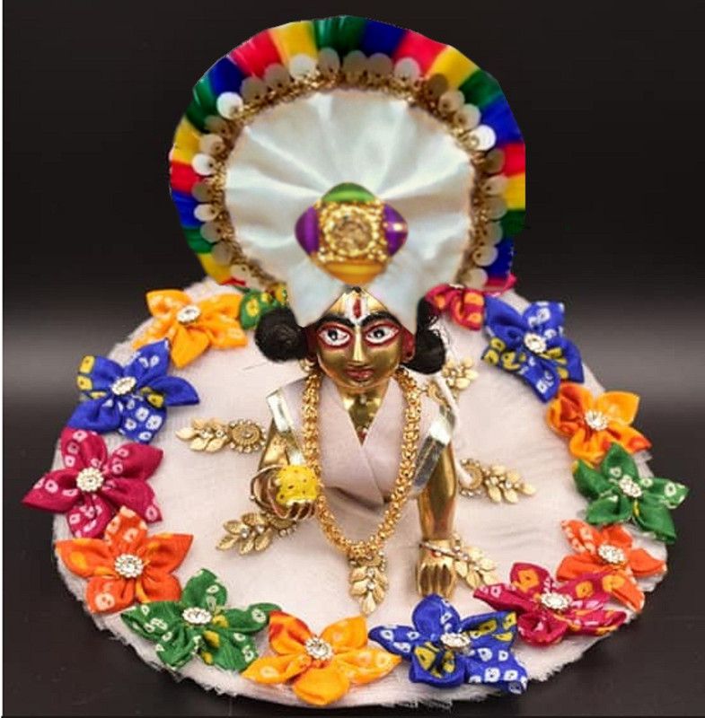 MAJANSY Laddu Gopal Holi Special Dress Size 0 With Pagri Mukut Dress  (Silk)