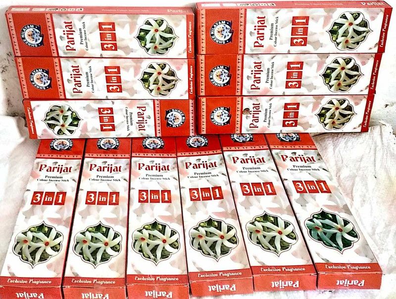 Shree Nilayam Partijat 3 in 1 Premium Color Incense Stick 12 Pcs Jasmine  (450, Set of 12)