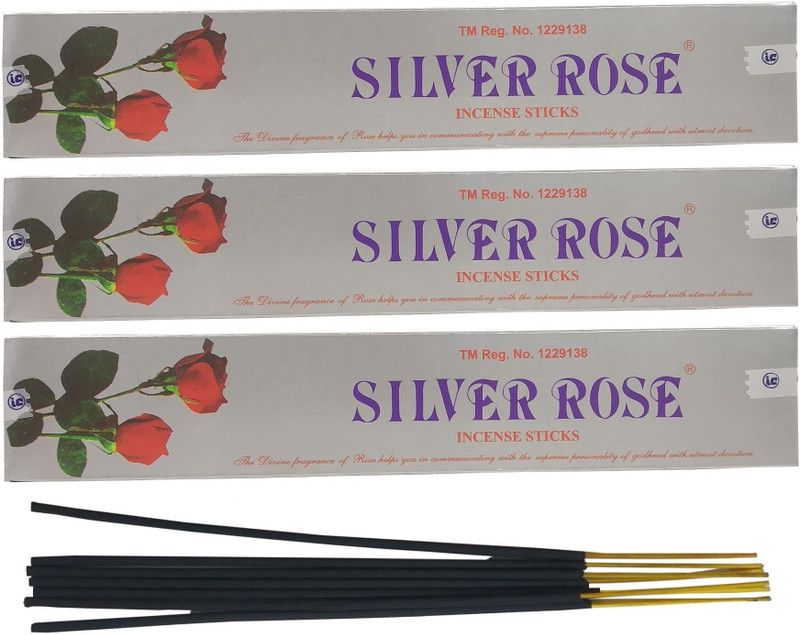 Adhvik Pack of 3 (10 Sticks Per Box) Silver Rose Premium Agarbattis Incense Sticks Scented  (10, Set of 3)