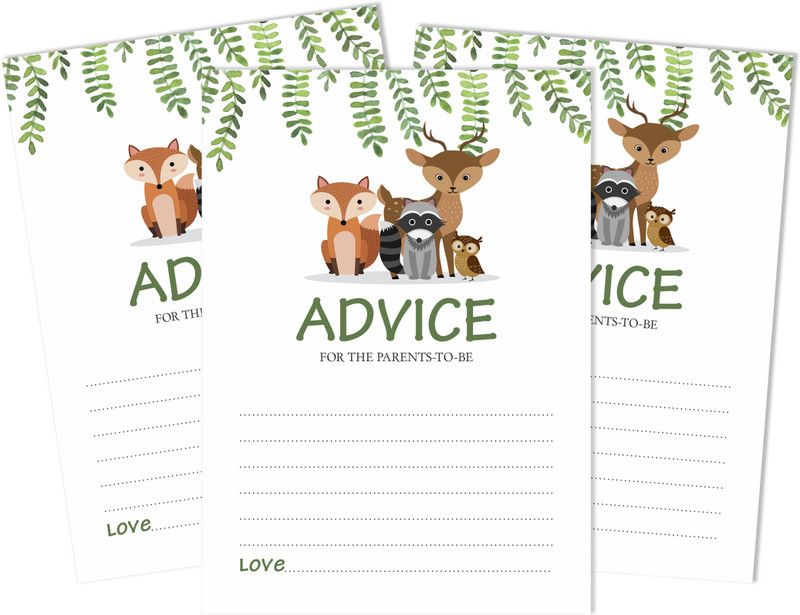 Inkdotpot 50 Advice Cards For Baby Shower Game Gender Neutral Animals Party Supplies Invitation Card  (Advice_Card, Pack of 1)