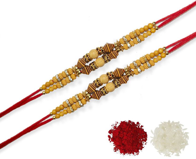 Rakhi, Chawal Roli Pack Set  (2 Rakhi , 1 Chawal Roli pack)