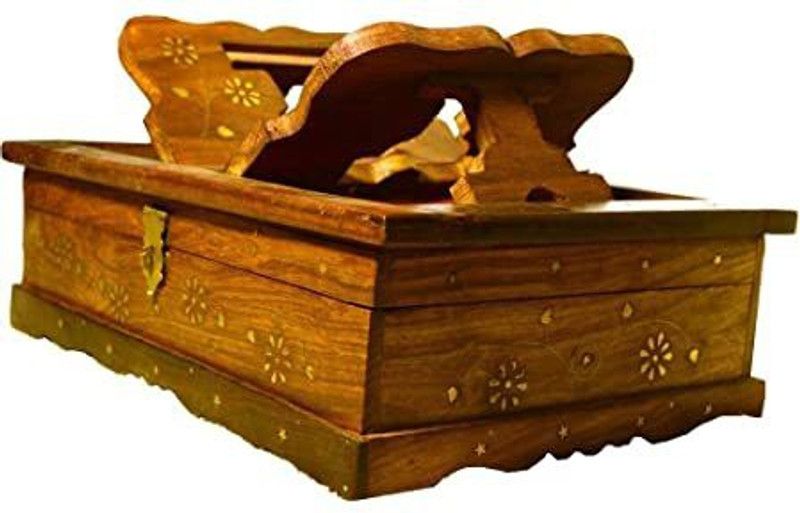 Santarms Holy Rehal Book Stand Box for Geeta, Bible, Quran, and More - Foldable Wooden Brown Rehal  (Width (Open) = 60 cm : Height (Open) = 20 cm)