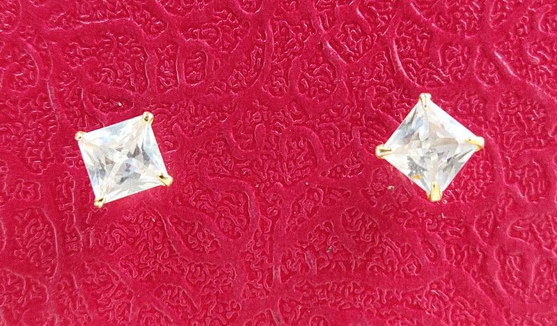 Duepio Duepio Golden squre handicrafted stone made earring for womens and girls use for everyday and daily wears earring  (1 Earring pair)