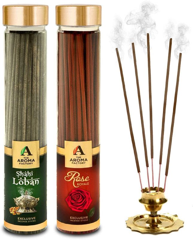 The Aroma Factory Loban & Rose Royal Royal Incense Sticks Agarbatti (Charcoal Free & Low Smoke) Loban & Rose Royal Royal  (100, Set of 2)