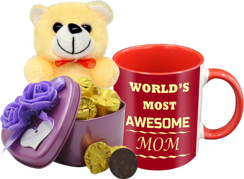 Midiron Beautiful Gifts for Lovely Mumma, Chocolate Bar with Ceramic Mug and Teddy, Gift for Mom on her Birthday, Mother's Day IZ19Choco15TinBox4PurMUrTCr-STMother-75 Ceramic, Silk Gift Box  (Multicolor)