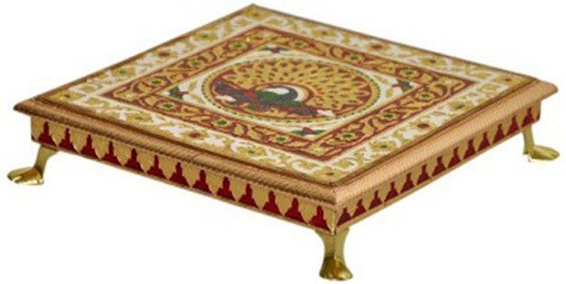RaGa Craft Minakari - 8 Inch Wood Pooja Chowki  (Multicolor, Pack of 1)