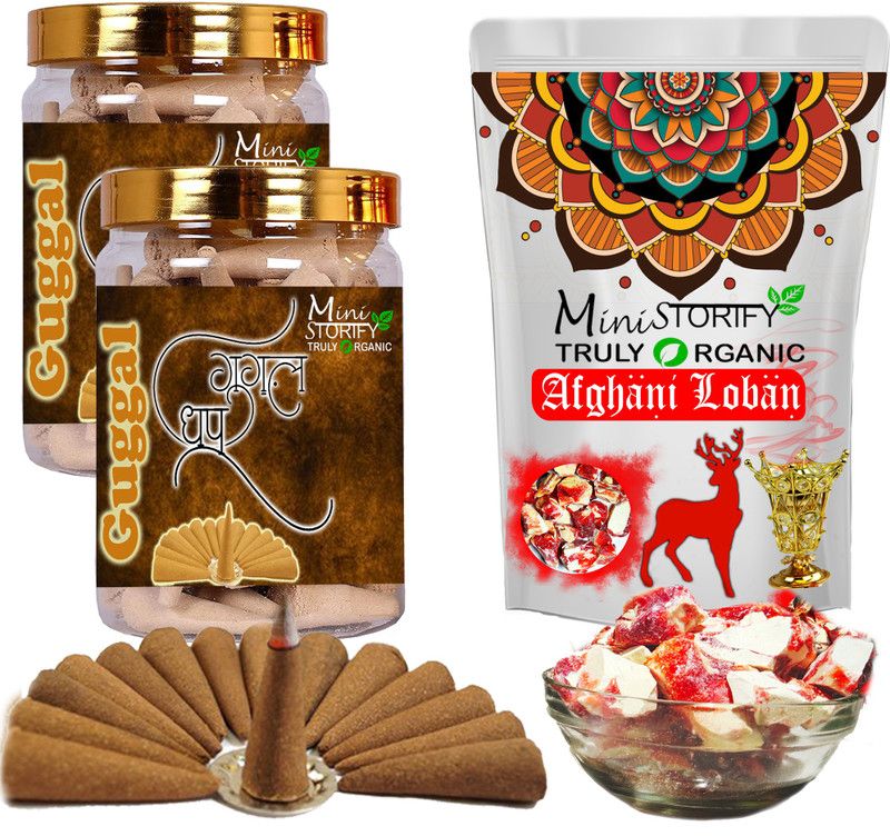 Mini Storify Truly Organic Red loban150gm,Gugle dhoop Cone 70+70pcs (Pack of 3) Dhoop  (Pack of 3)