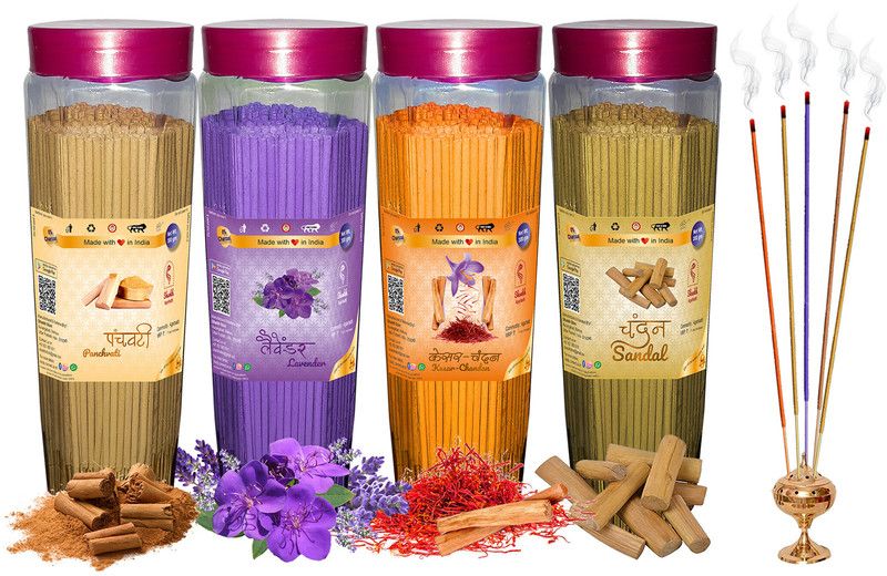 Shankh Panchvati, Lavender, Kesar Chandan & Sandal Agarbatti Pack of 1200 gm Fragrances Panchvati, Lavender, Kesar Chandan, Sandal (Chandan)  (300, Set of 4)