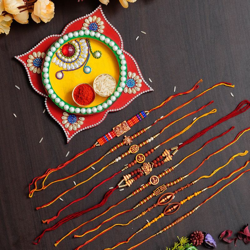 Thali Set  (THALI, 2BOWL, 10RAKHI, ROLI CHAWAL)