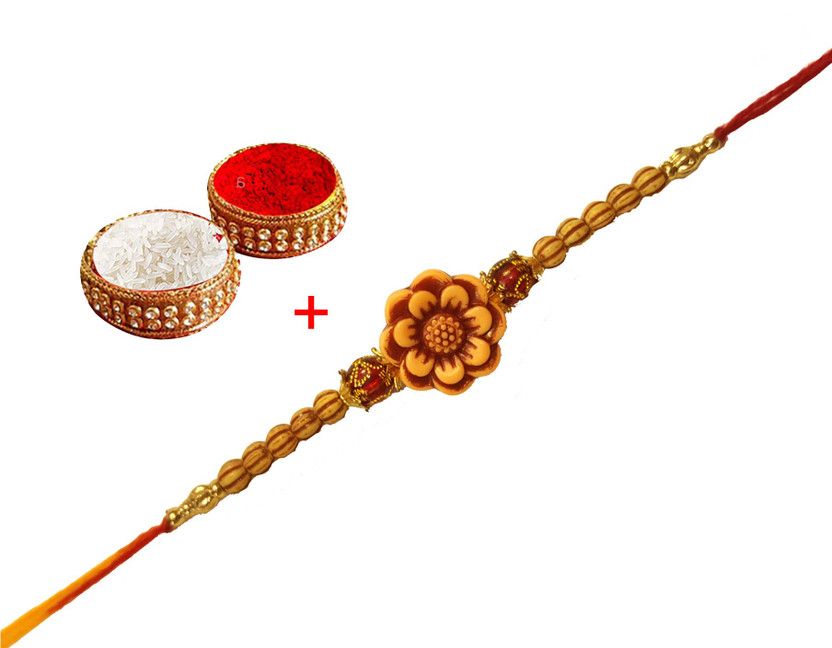 Chawal Roli Pack, Rakhi Set  (1 unit of rakhi, 1 unit of chawal and roli)