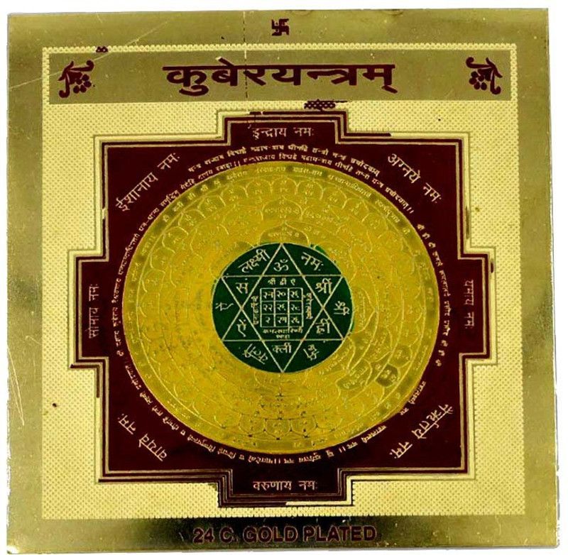 AFH Kuber Yantra 24 Gold Plated - For Health, Wealth, Prosperity and Success (5 x 5 cm) Brass Yantra  (Pack of 1)