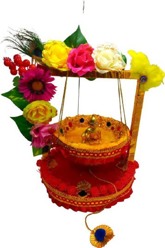 SHYAM Krishna ji heavy wooden flower design Jhula size M 3 to 4 Jhula