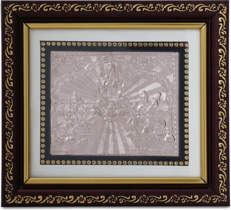 Osasbazaar Osasbazaar Pure Silver Ganesh ji Laxmi ji Saraswati ji Religious Frame