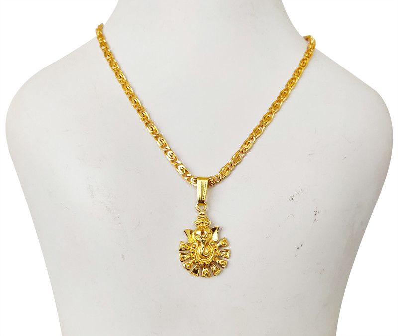 Duepio Duepio Lord Ganesha,Coin,Floral, combination Design Most beautiful Pendant Hindu Religious Symbols Pendant Fashion Temple Jewellery With Gold Plated sanek Chain (18-20 Inch) Gold-plated Brass Pendant ()
