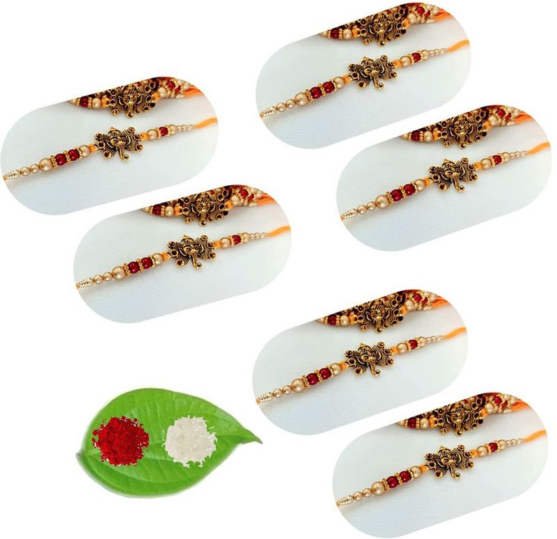 Rakhi Set  (Ganesha ji Rakhi set of 6, roli chawal pack)