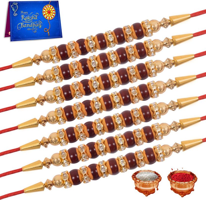 Greeting Card Set  (7 Rakhi 1 Greeting Card 1 Roli Chawal)