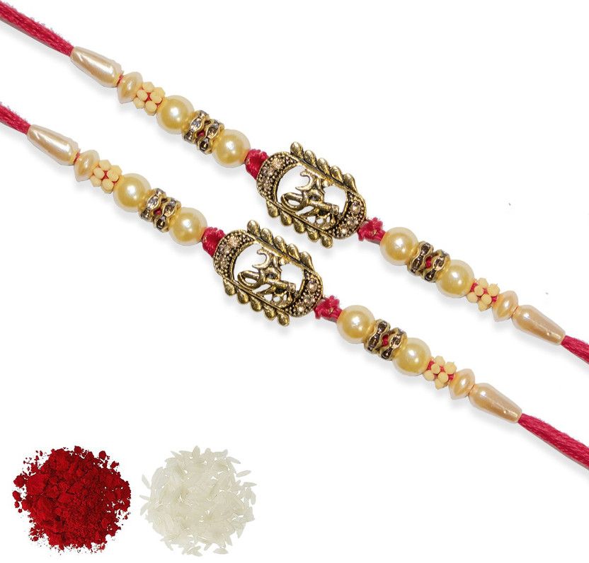 Rakhi, Chawal Roli Pack Set  (2 Rakhi :: 1 Chawal Roli Pack)