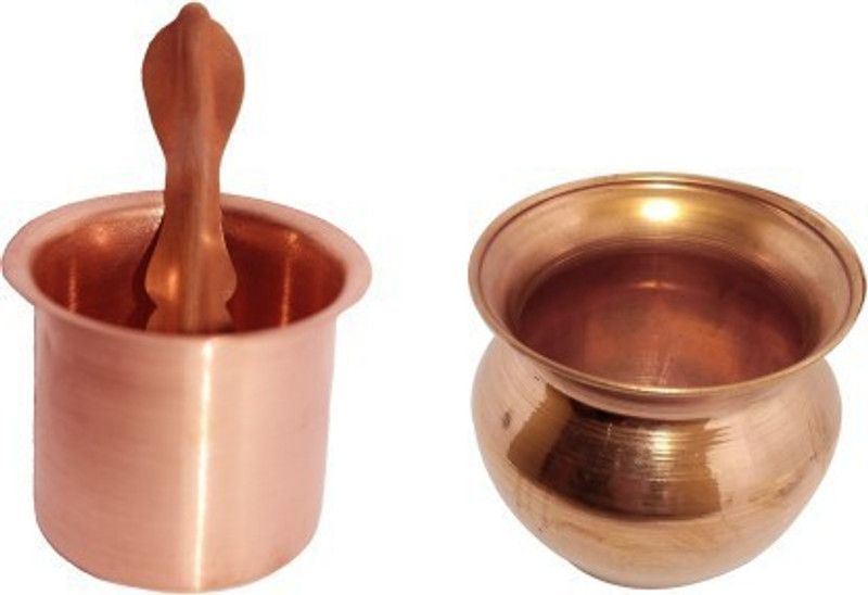 Maa bhagwati traders Panchpatra & pali ( Achmani) and Lota/Kalash/Pitcher Combine Copper Set of Puja Accessories Copper (Brown) Copper  (Brown)