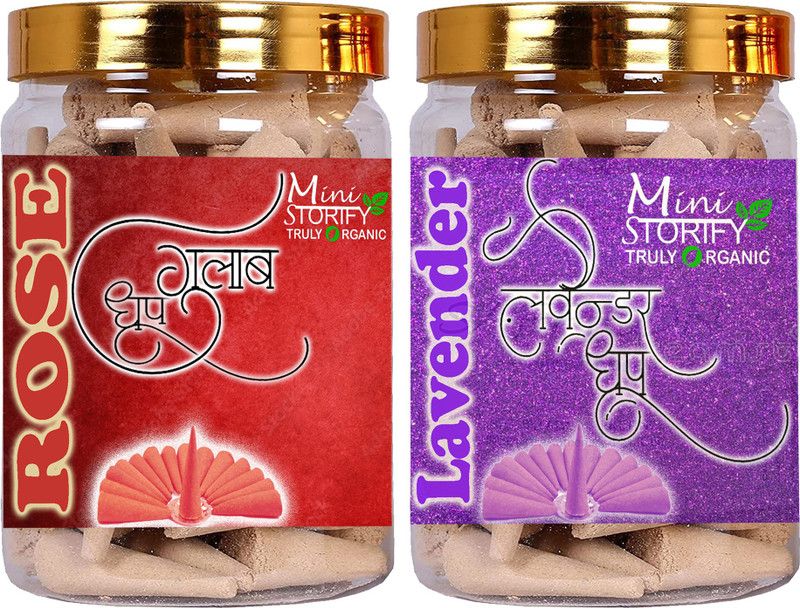 Mini Storify Truly Organic Rose dhoop Cone 70pcs,Lavender dhoop Cone 70pcs (Pack of 2) Dhoop  (Pack of 2)