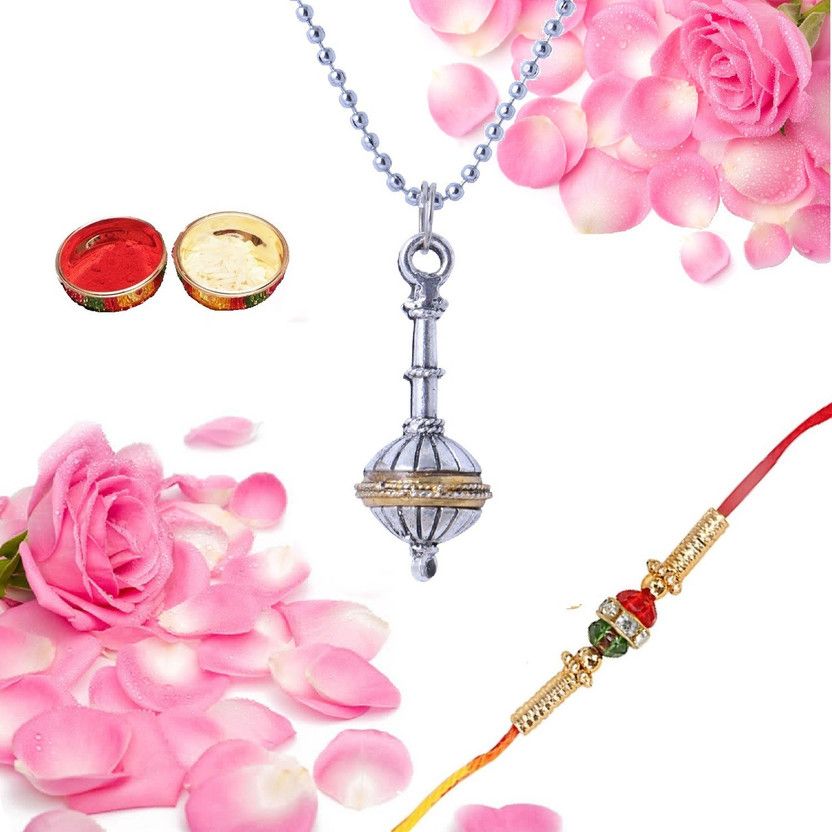 Pendant, Rakhi, Chawal Roli Pack Set  (1 Locket Chain, 1 Rakhi)
