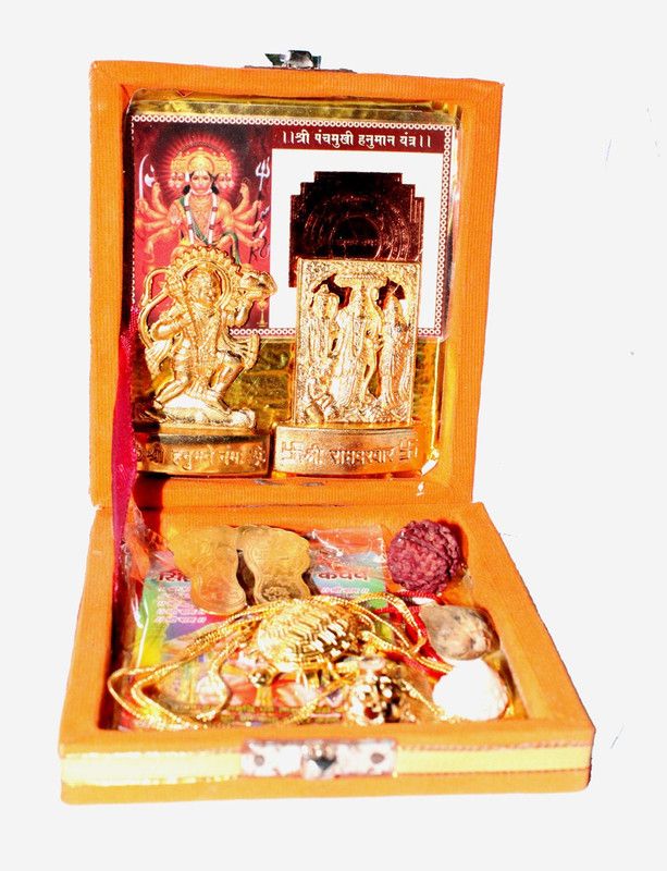 Crafting Bear Golden Metal Shri Hanuman Chalisa Yantra Kawach Locket with Gold Plated Idol Statue Aluminium Yantra  (Pack of 10)