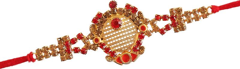 Rakhi Set  (Red Brown American Diamond Bracelate Rakhi For Bade Bhaiya)