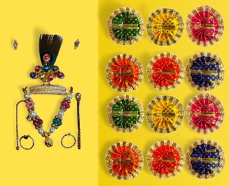 A1 Laxmi Ganesh Swami Size 0 (4inch) pack of 12 with full set laddu gopal Dress (Silk) Swami Size 0 (4inch) pack of 12 with full set laddu gopal dress Dress (Silk) Dress  (Silk)
