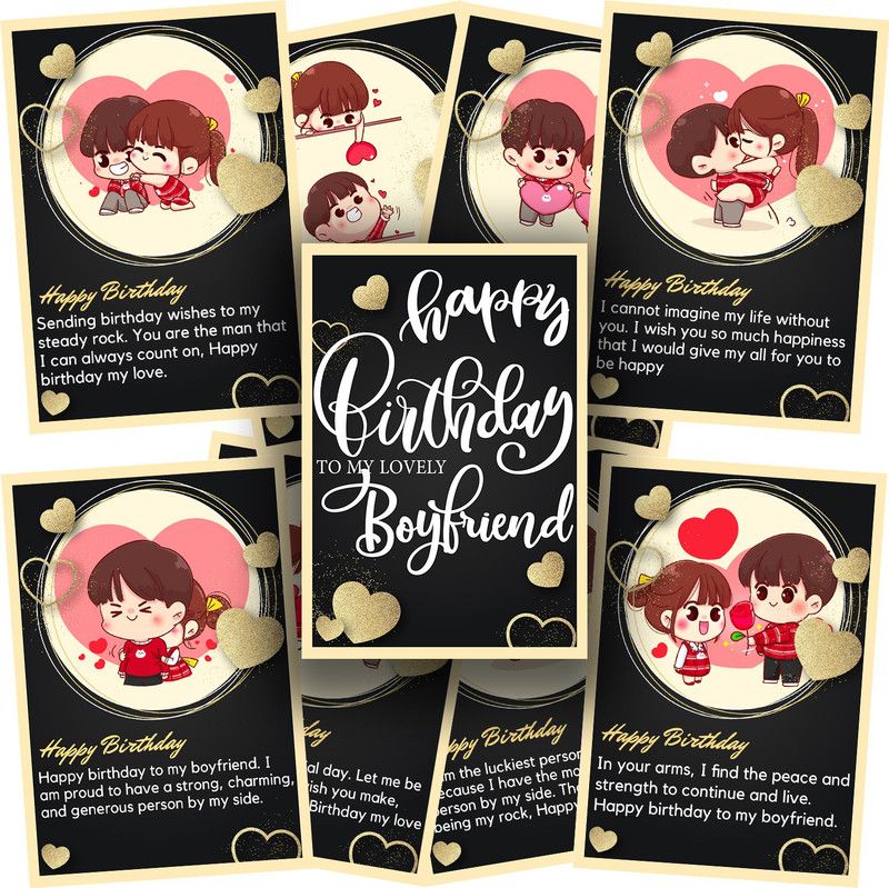 DecuT DecuT Boyfriend Flash Card , Romantic Quotes, Love Greeting Cards With Envelope. Greeting Card  (Black, Pack of 9)